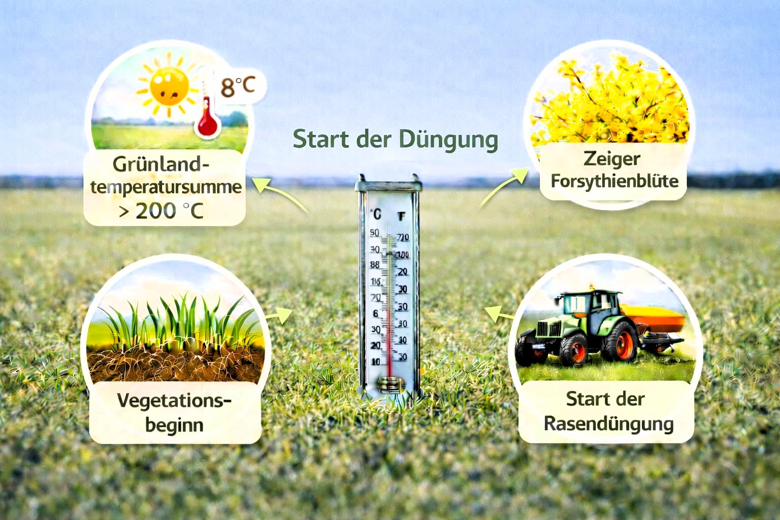GTS zeigt Düngestart auf Rollrasen an (Bild mit KI erstellt)