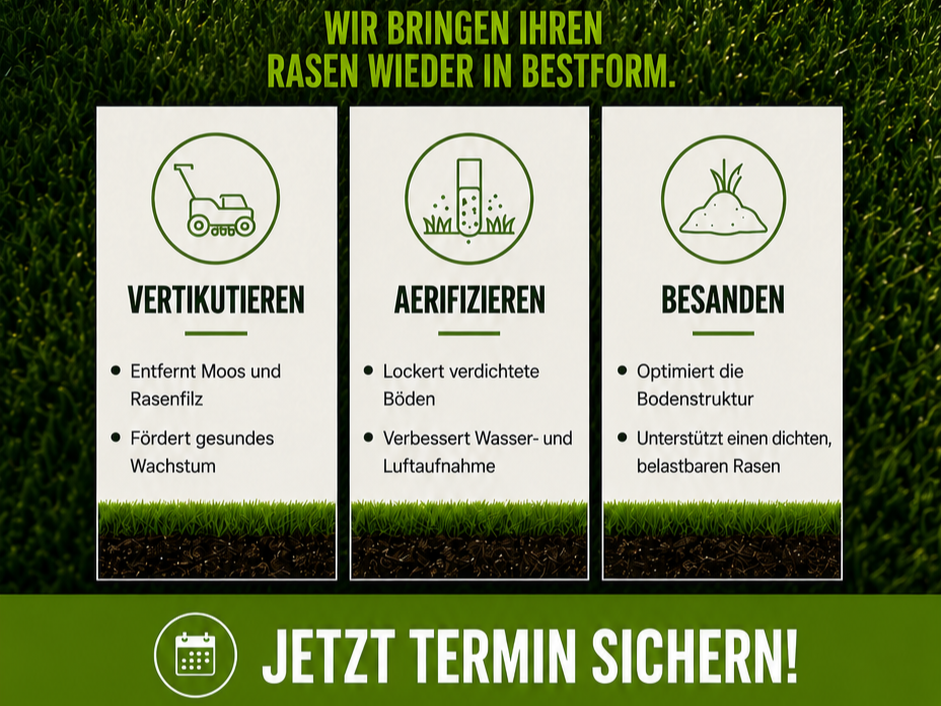 Rasenpflege: Vertikutieren, Aerifizieren, Besanden