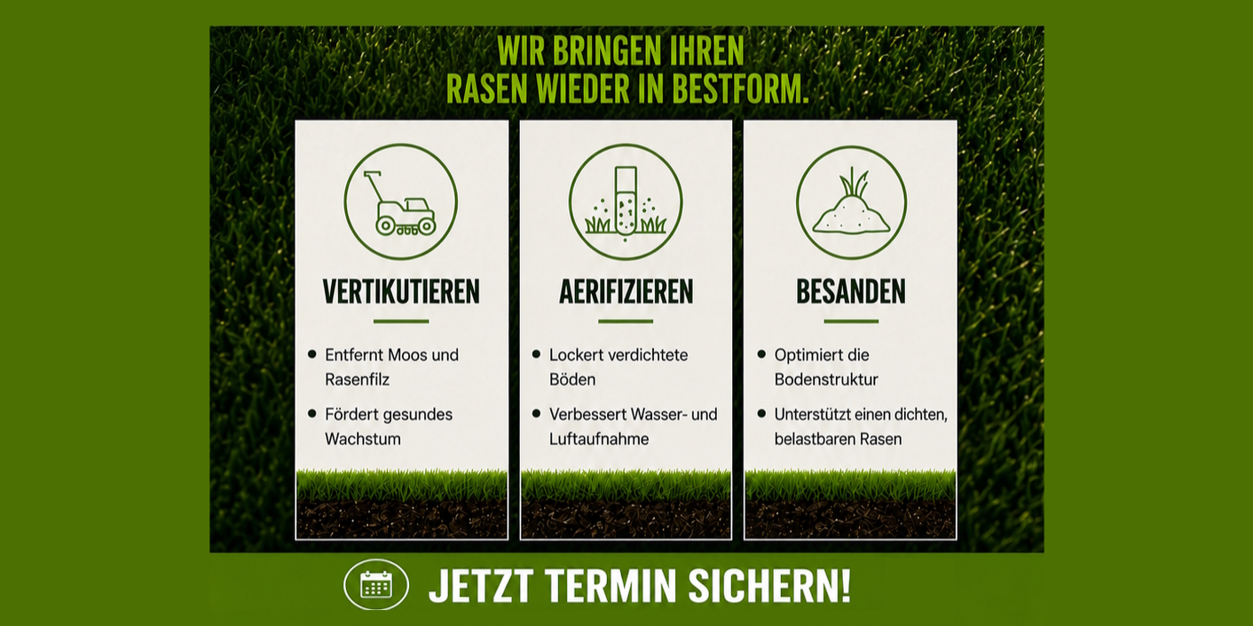 Rasenpflege: Vertikutieren, Aerifizieren, Besanden